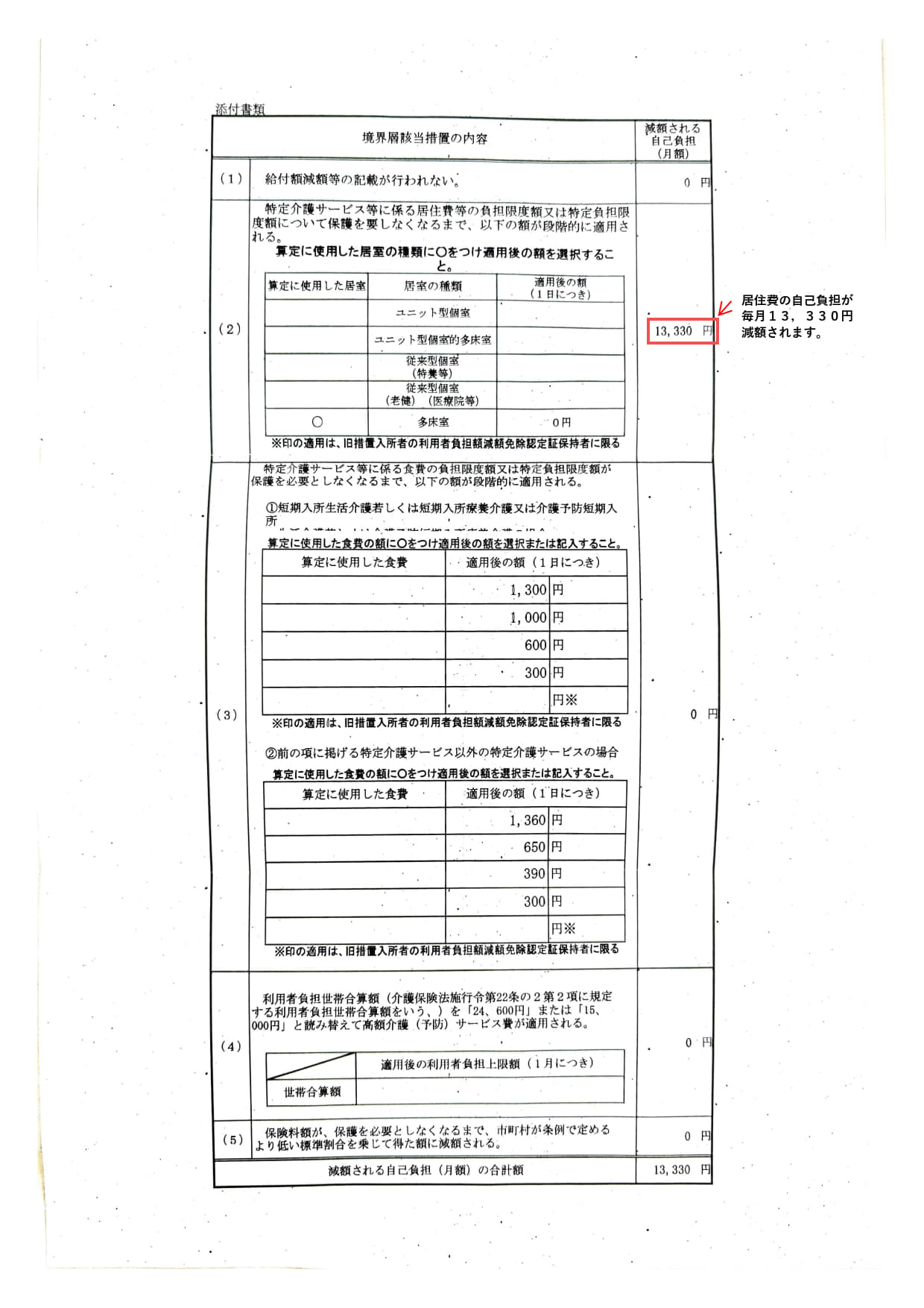実際の境界層該当証明書(裏面)